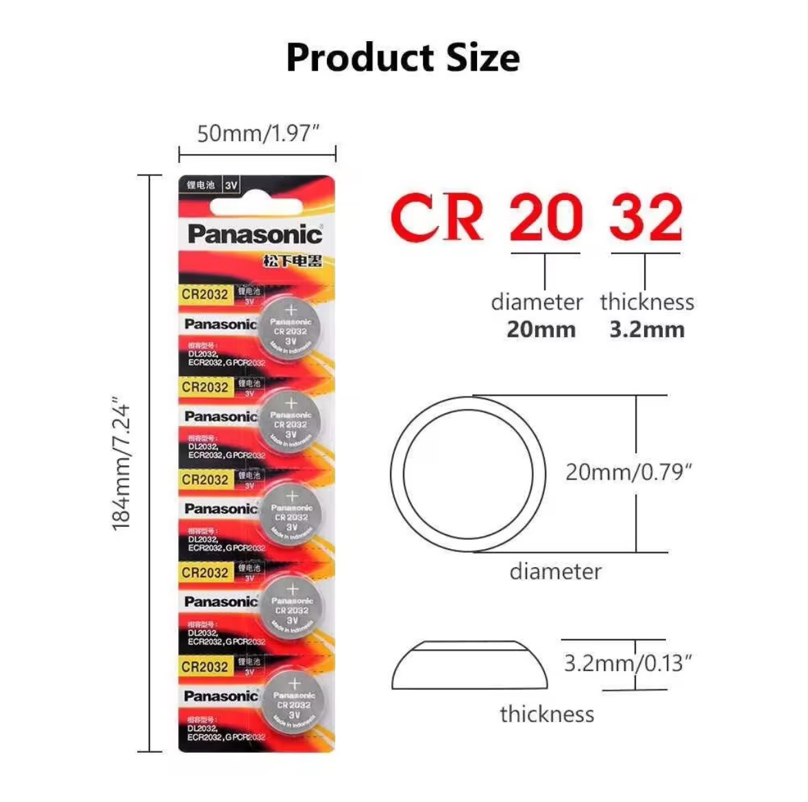 (HCM) Vỉ 5 viên Pin Cr2032 pin cúc áo pin Cmos Painasonice 3V