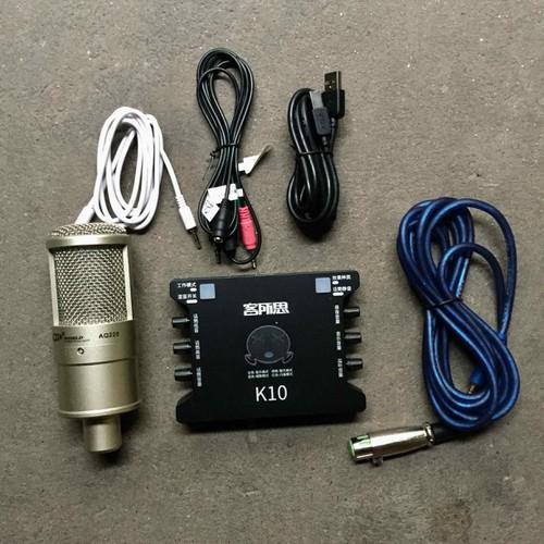 Bộ Thu Âm 2 Món Mic AQ220-Card XOX K10 kèm dây live 3 màu bh 6 tháng