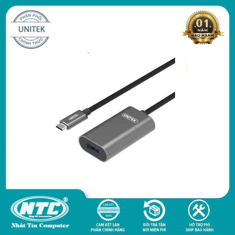 Cáp chuyển otg typec sang usb cái unitek u304agy dài 5m chuẩn 3.1 - truyền dữ liệu siêu nhanh 5gbps - nhất tín computer