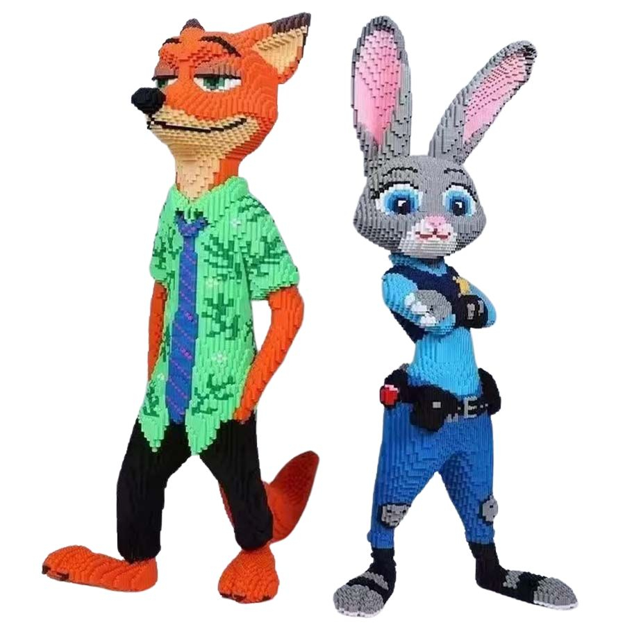 ( Tặng Búa + Keo B7000 + Đèn Led ) Mô Hình LEGO, Đồ Chơi Lắp Ráp Mô Hình 3D Zootopia Thỏ Judy and Cáo Nick Cỡ Lớn 115cm Hàng Đẹp bearbricK