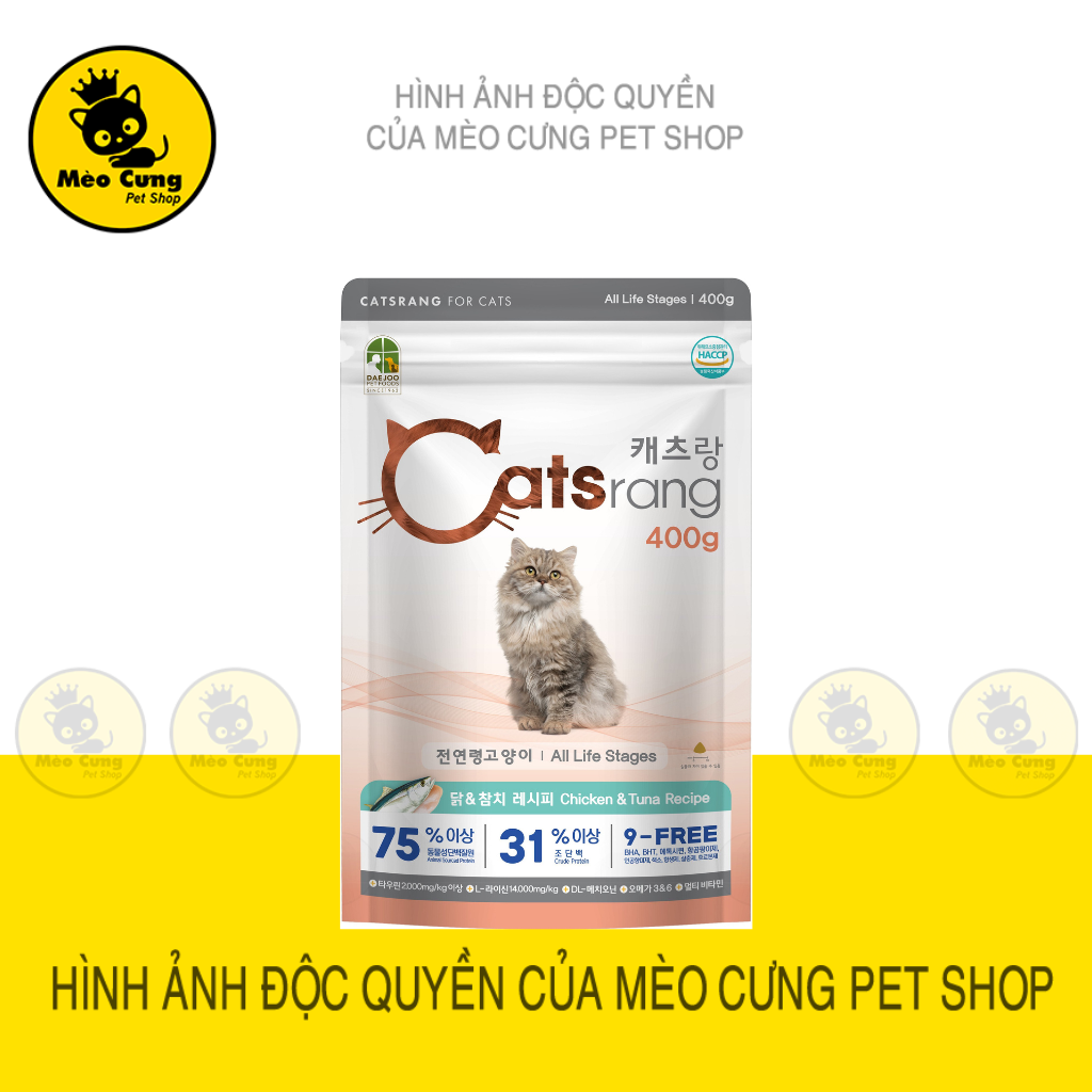 Catsrang - thức ăn hạt cho mèo mọi lứa tuổi 400g, hạt khô nhập khẩu hàn quốc
