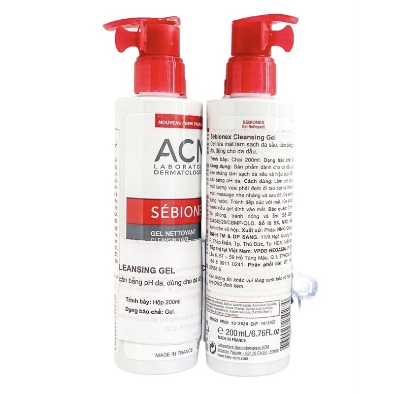 Gel rửa mặt cho da mụn ACM Sebionex Cleansing Gel 200ml