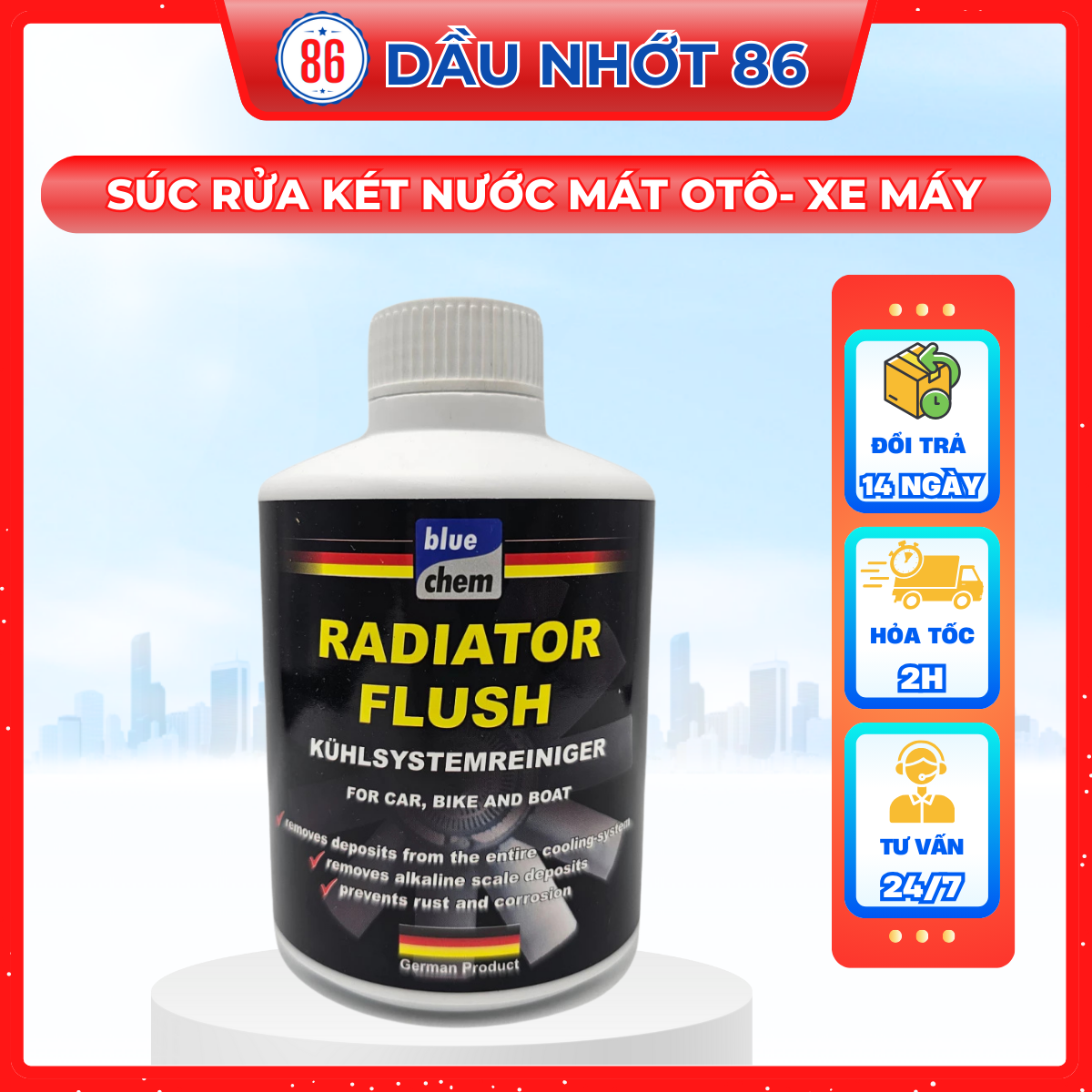 Dung dịch súc rửa két nước mát otô- xe máy Bluechem 300ML - Sản xuất tại Đức