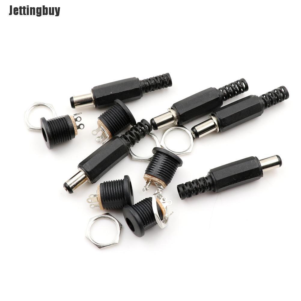 Jettingbuy 10 Cái 5.5Mm X 2.1Mm Nam DC Ổ Cắm Điện Kết Nối Vít Khóa Nữ Bảng Điều Khiển Ổ Cắm