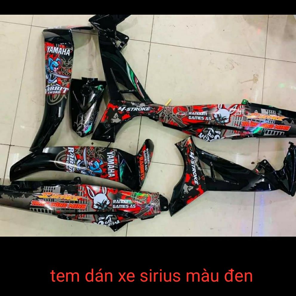 Tem sirius dán xe màu đen chất liệu cao cấp
