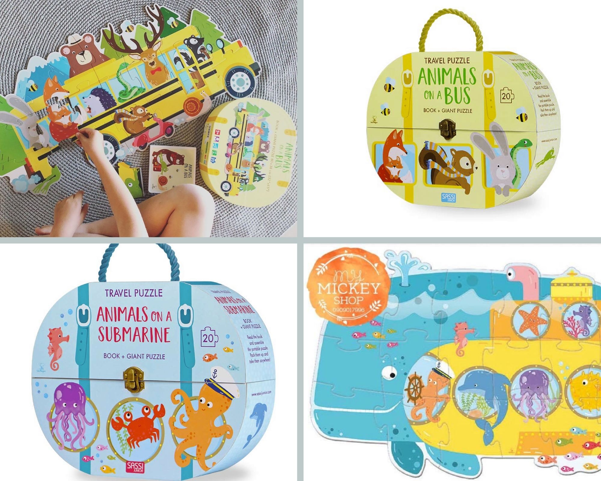 Vali xếp hình 20 miếng khổng lồ chính hãng SASSI JUNIOR thương hiệu Ý hai chủ đề