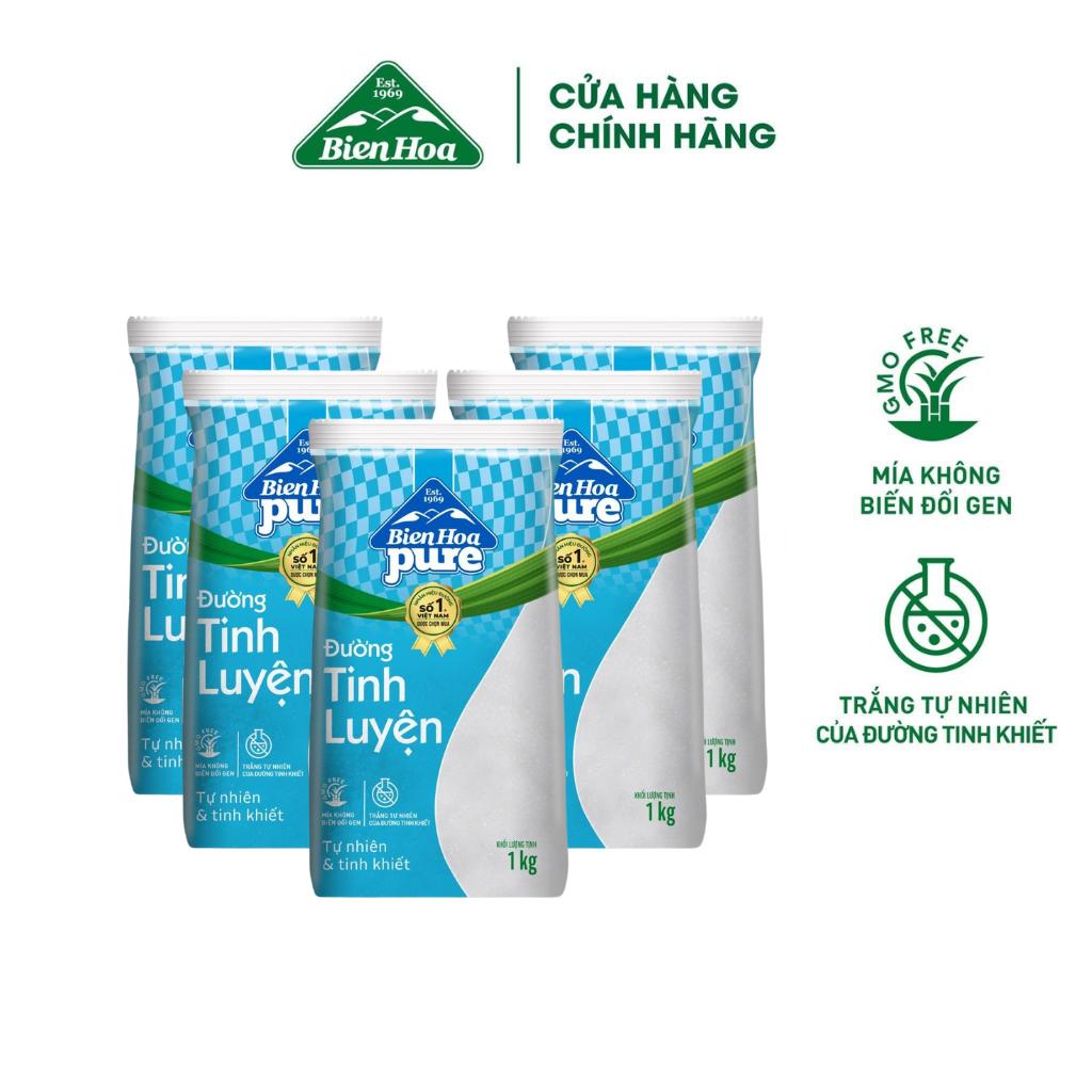 Combo 5 Túi Ðường Tinh Luyện Biên Hòa Pure 1kg/Túi