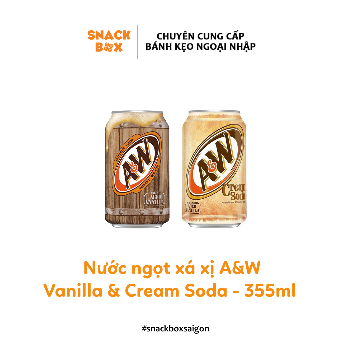 2 Vị Nước Ngọt Xá Xị A&W Lon 355ml Vanilla & Cream Soda - Mỹ