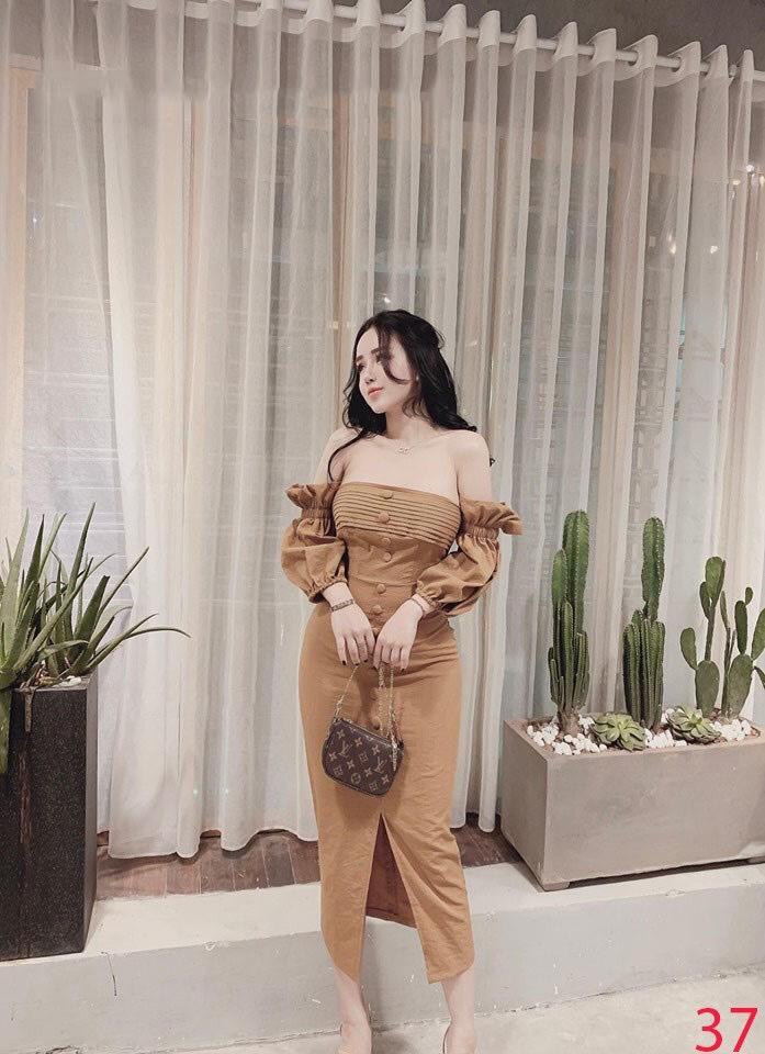 Đầm xếp ly nút bọc_TH