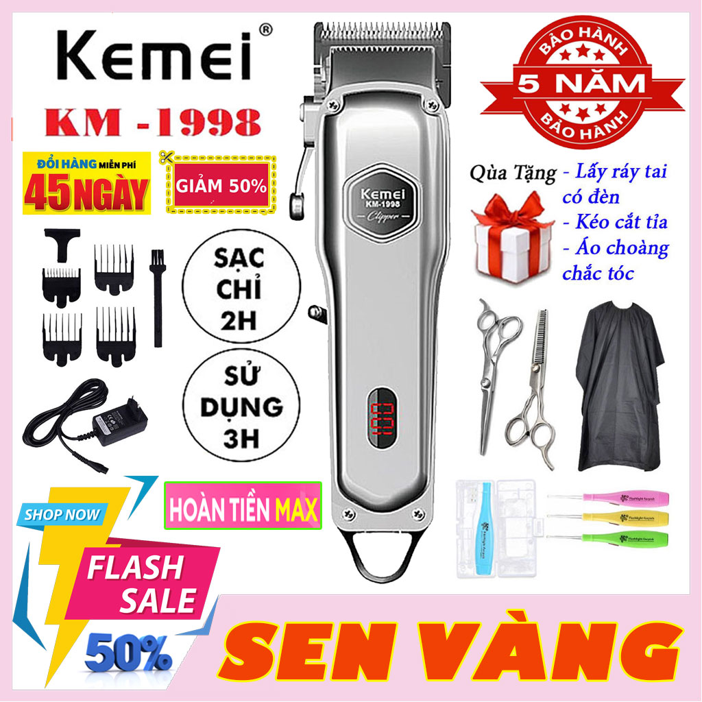 [BẢO HÀNH 5 NĂM] Tông đơ cắt tóc cao cấp KM - 1998, Tông đơ cắt tóc nam- Tông đơ cắt tóc loại tốt - Tông đơ cắt tóc chính hãng - Tăng đơ hớt tóc ( tong do cat toc )