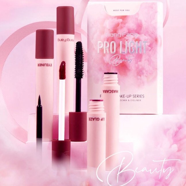 SET TRANG ĐIỂM 4 MÓN STARLIGHT MAKEUP GIFT BOX Set trang điểm mắt môi Pro Light Heng Fang Beauty 4 món ( 1 set gồm Mascara + Kẻ mắt + 2 Son lì ) siêu tiện lợi