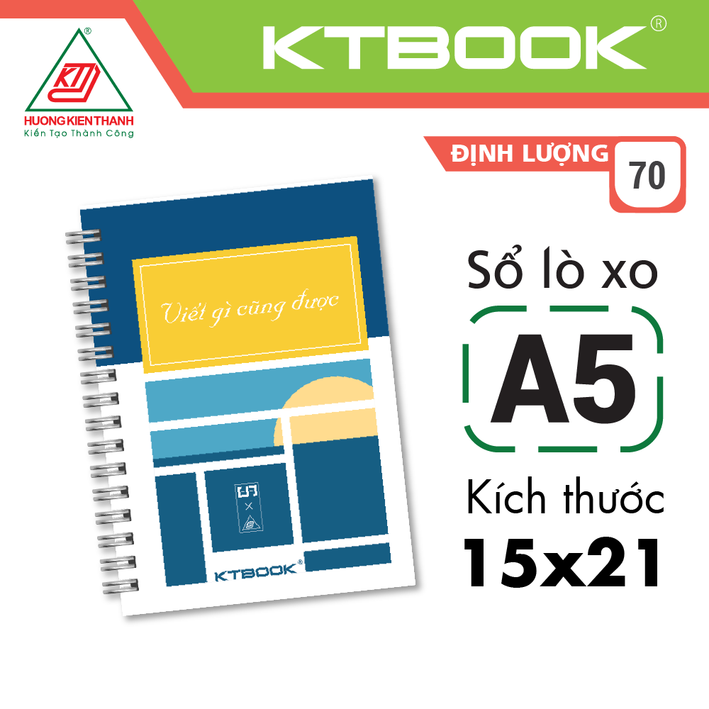 Sổ tay lò xo bìa cứng A5 KTBOOK 200 trang size A5