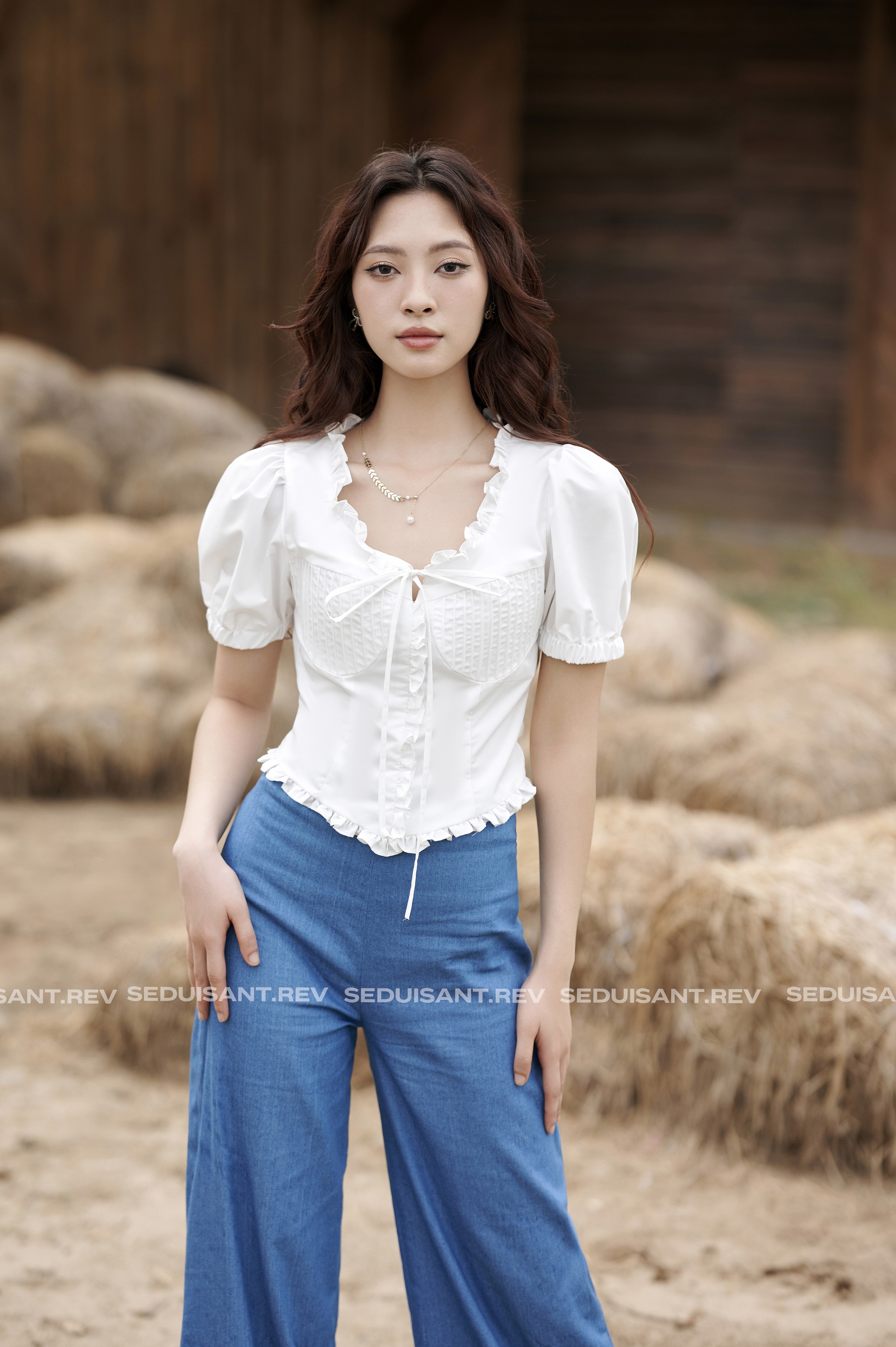Ellen top - áo croptop trắng tay bồng mặc được 2 kiểu seduisant.rev