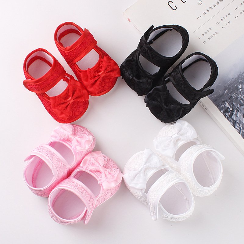 Giày tập đi ren nơ dễ thương cho bé