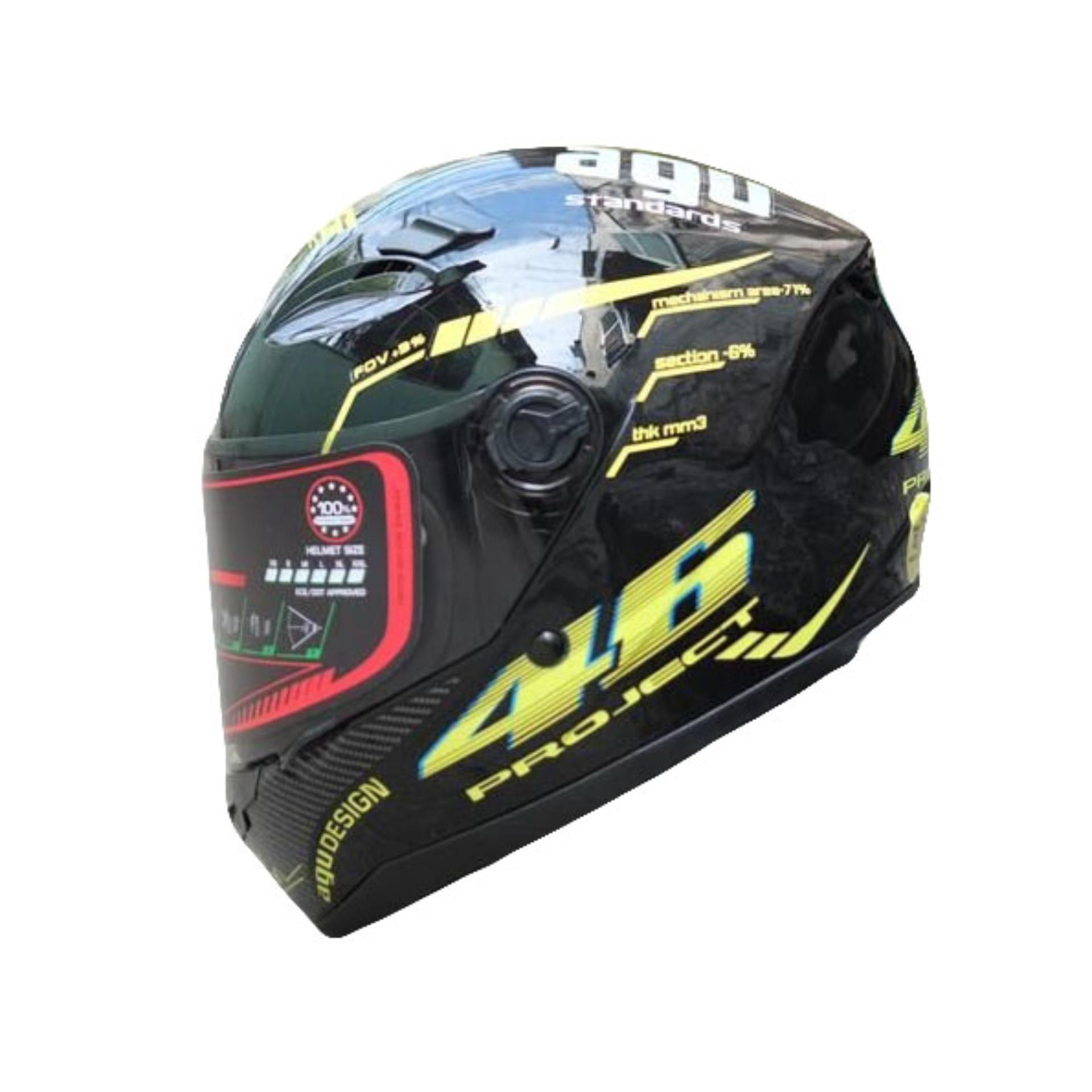 Nón Fullface AGU 46 vàng tặng túi đựng nón
