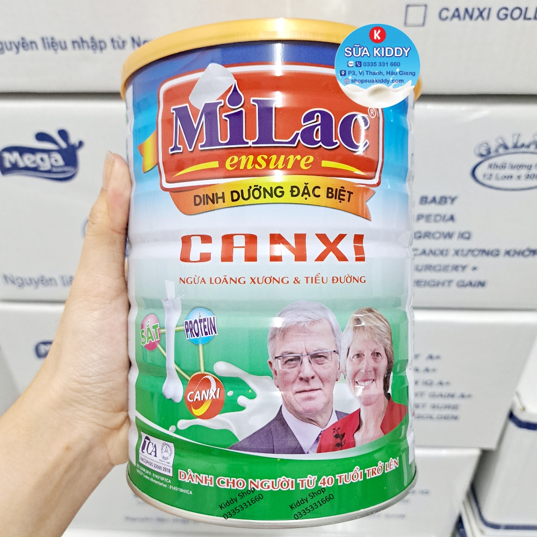 Sữa Milac Canxi ngừa loãng xương, tiểu đường 900g cho người từ 40 tuổi trở lên