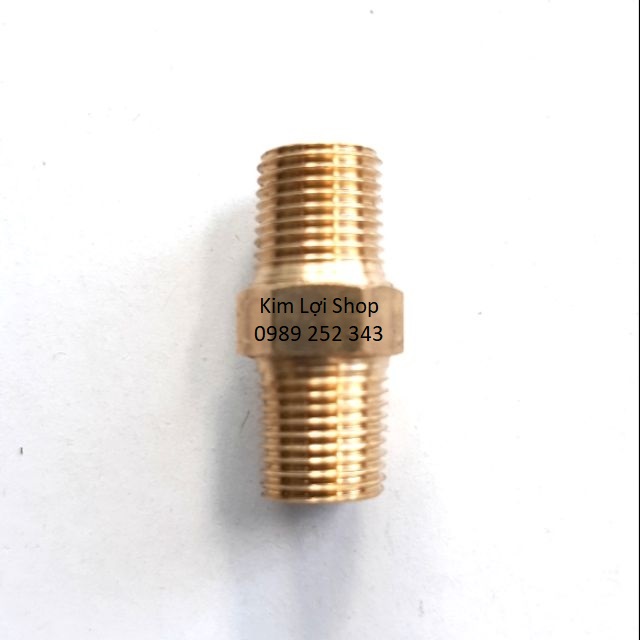 Nối thau 2 đầu ren ngoài 9.6mm .