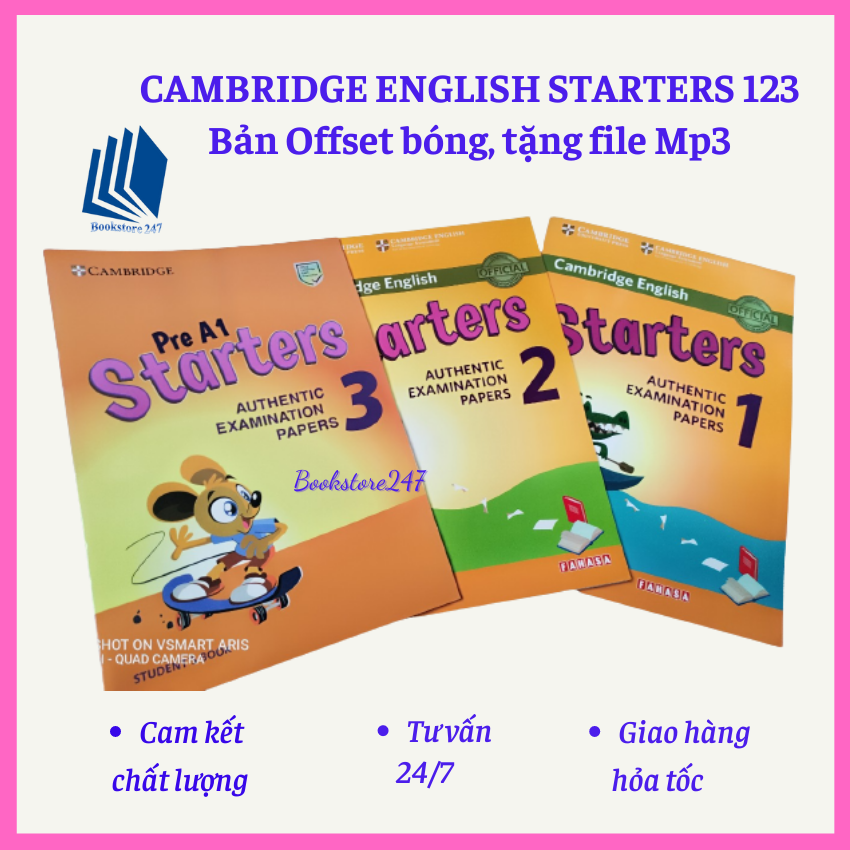 SÁCH -Cambridge English - Starters bộ 3q A4 i.n màu Offset đẹp, tặng file mp3