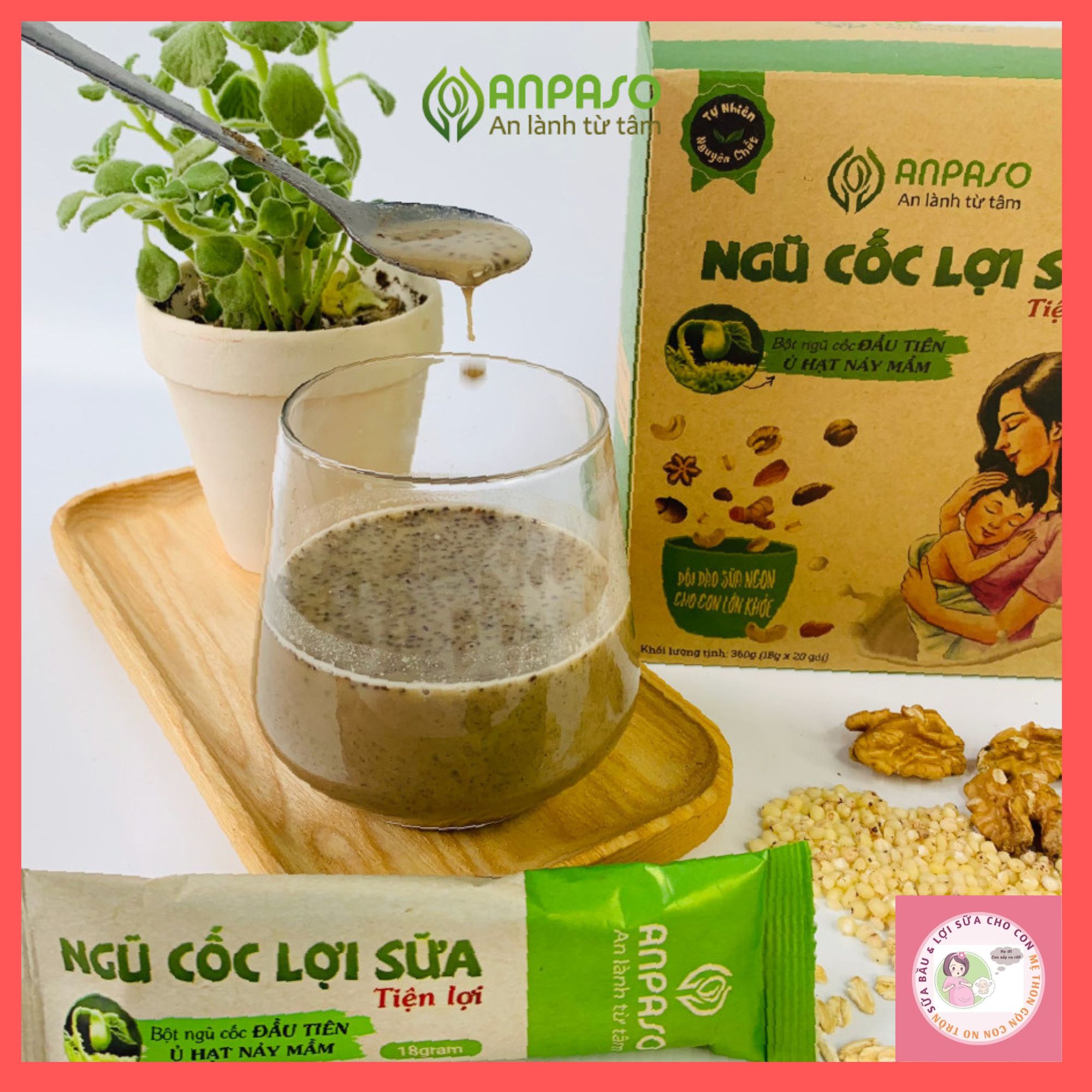 Ngũ cốc lợi sữa anpaso dạng gói tiện lợi