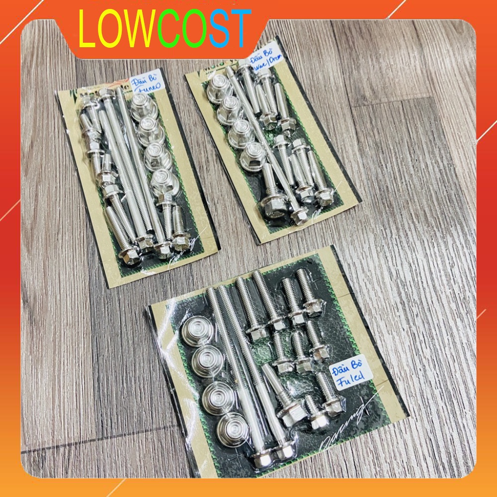 Bộ ốc inox salaya gắn đầu lòng xe honda fu led, fu neo, wave, dream