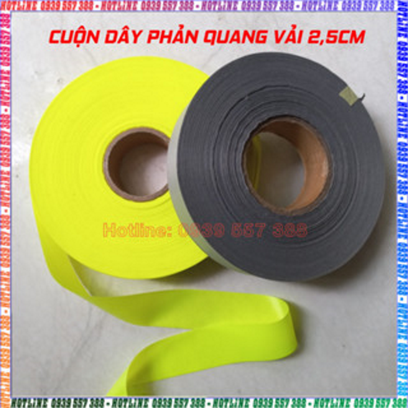 Cuộn dây phản quang vải, dây phản quang may quần áo , balo , túi xách, căng cảnh báo an toàn giao thông , công trình