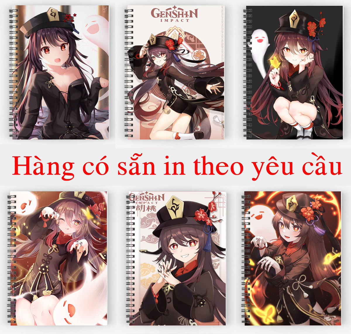 sổ tay anime hu tao genshin impact sổ gáy xoắn 200 trang