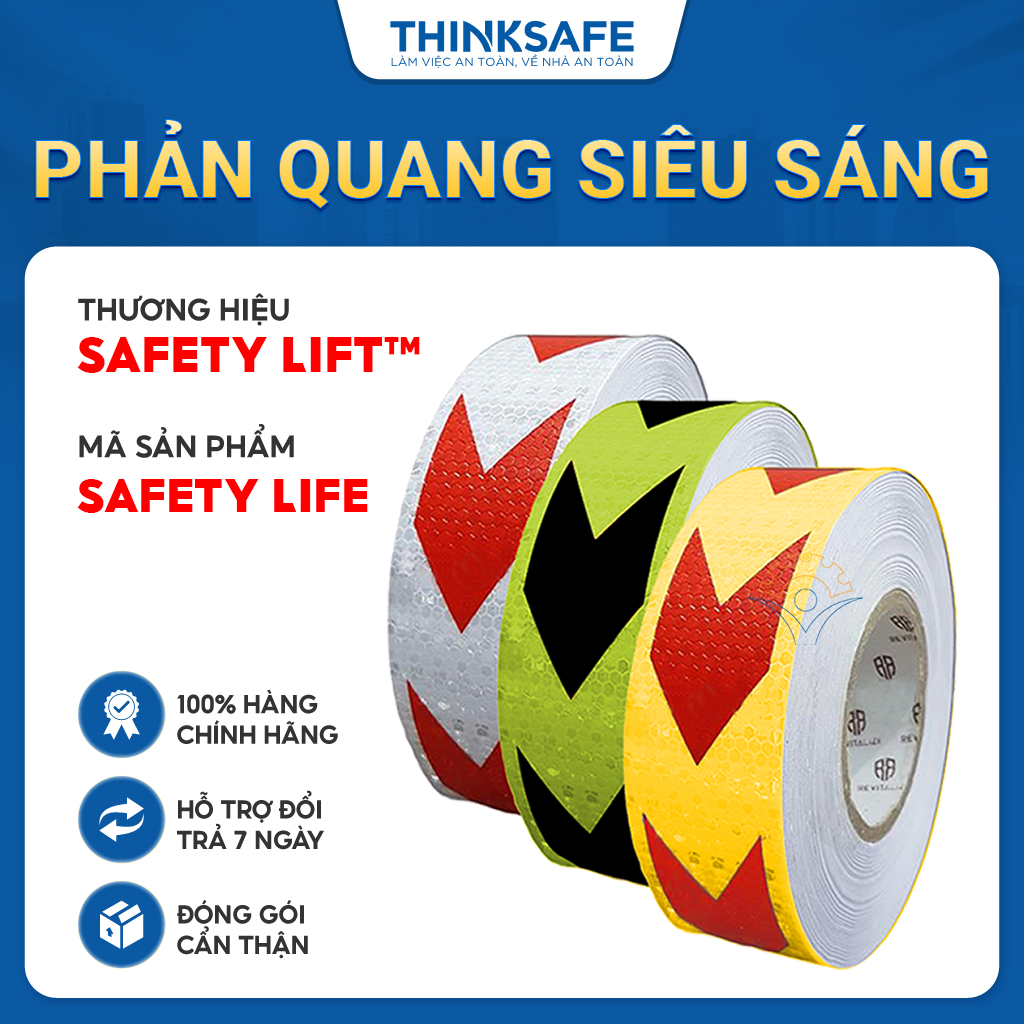 Băng keo phản quang Safety Life, Decal phản quang dán ô tô, xe máy, hàng rào chắn, các vật gây nguy hiểm nhiều màu