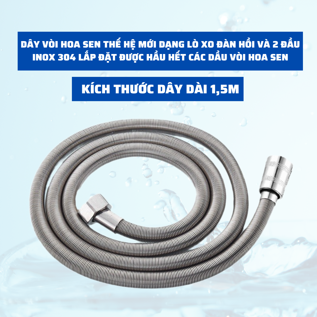 Dây Vòi Hoa Sen Cao Cấp 2 Đầu Được Làm Từ Chất Liệu Inox Dây Lò Xo Đàn Hồi Cao Lắp Đặt Được Tất Cả Vòi Hoa Sen K231