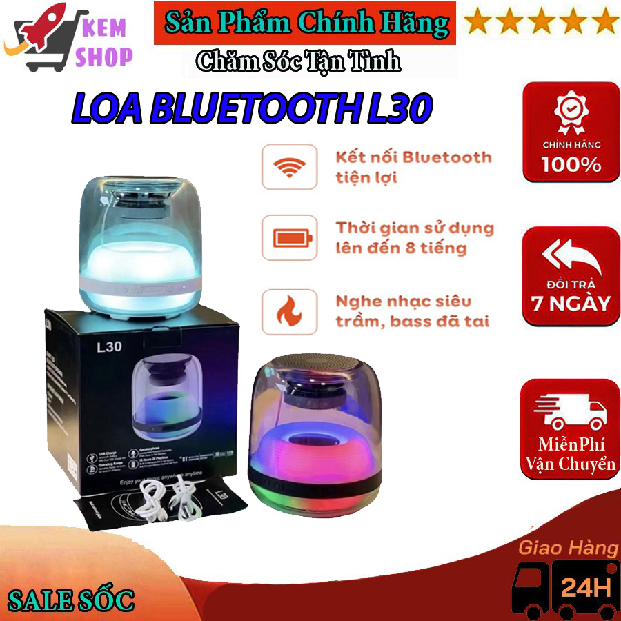 Loa bluetooth l30, loa bluetooth mini có đèn led theo âm nhạc, âm thanh vòm 6d, pin cực khoẻ thiết kế cực đẹp, loa nghe nhạc bluetooth mini giá rẻ, loa nghe nhạc bass khủng, thiết kế trong suốt led rgb đổi màu