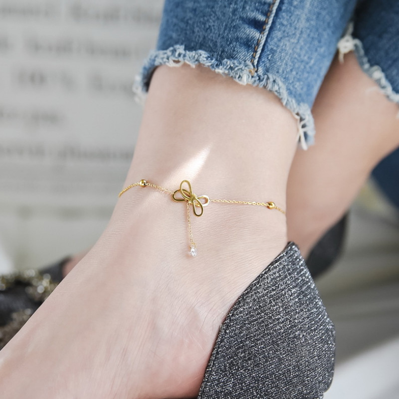 Lắc chân nơ xinh titan ko đen tt 3741