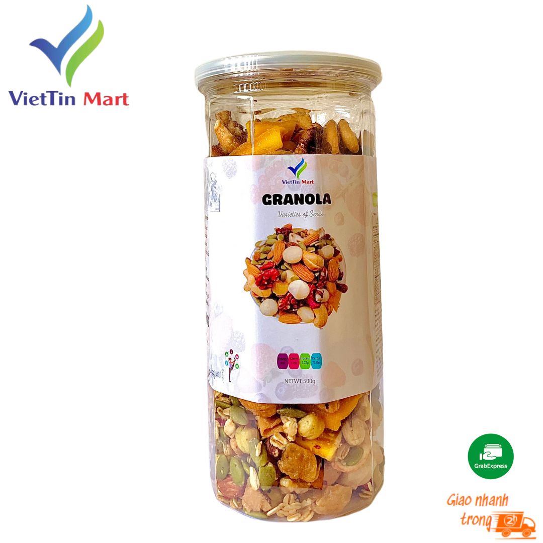 500G Granola Cao Cấp Mix 10 Loại Hạt Ít Yến Mạch