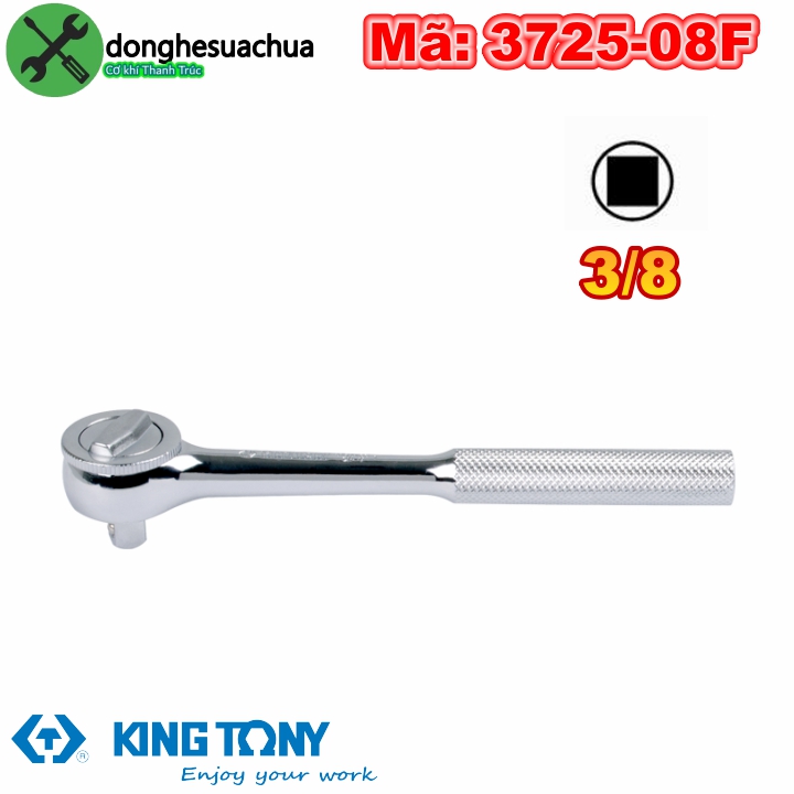 Cần siết tự động 3/8 kingtony 3725-08f cán trắng đầu tròn