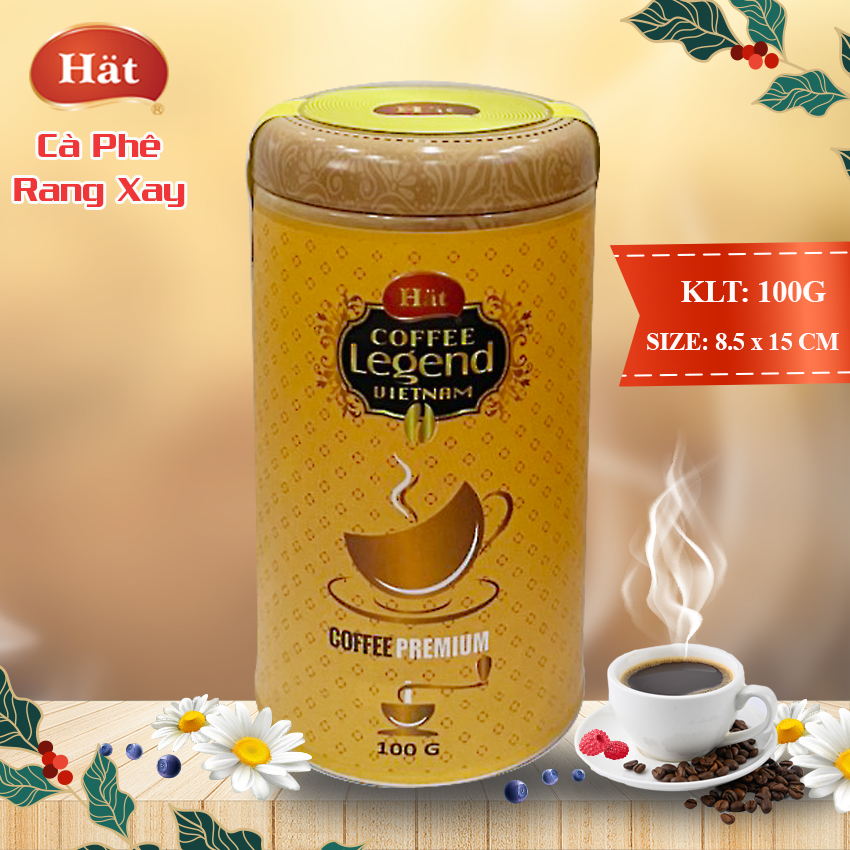 Cà phê bột rang xay nguyên chất Hat Coffee, hộp thiếc vàng 100g