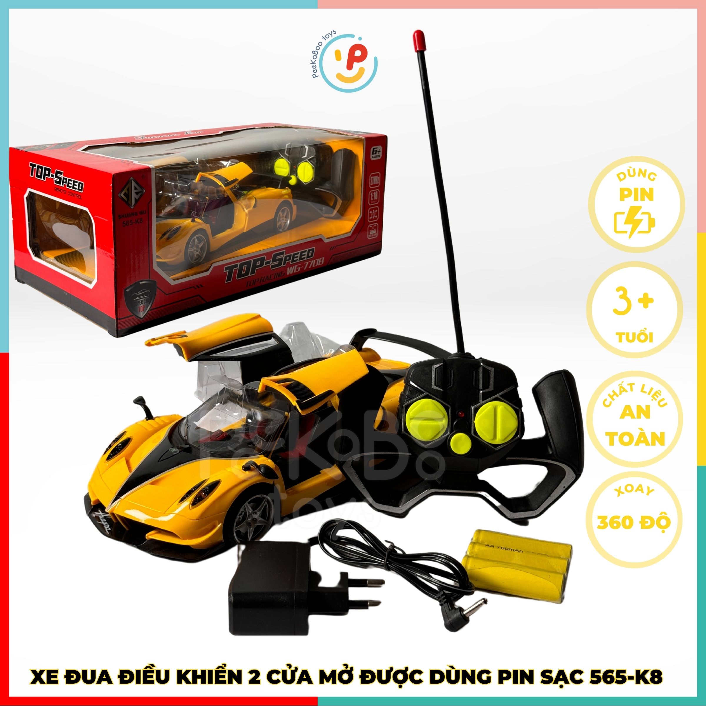 Xe đua điều khiển 2 cửa mở được dùng pin sạc 565-K8 Peekabootoys