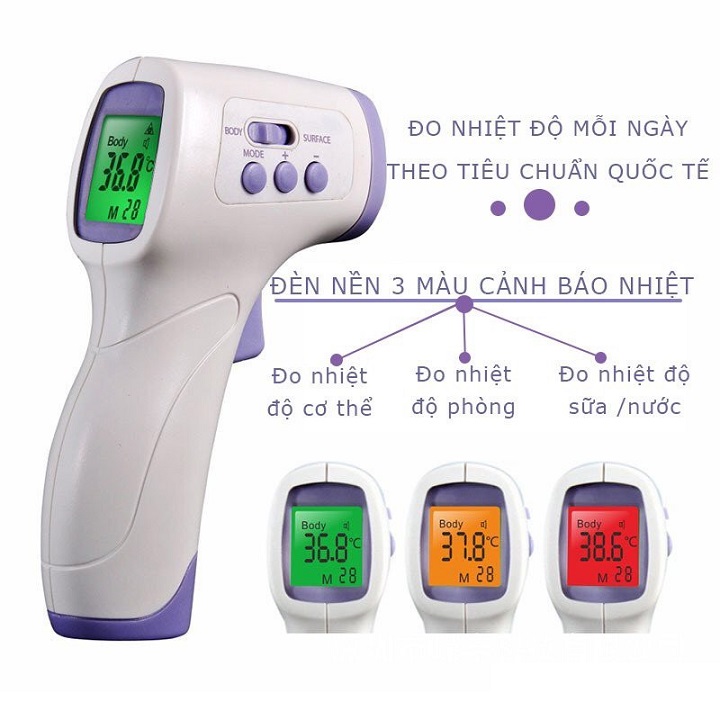 Nhiệt kế hồng ngoại cầm tay , không tiếp xúc dùng đo trán quét nhiệt cơ thể, chất liệu ABS thân thiện với môi trường