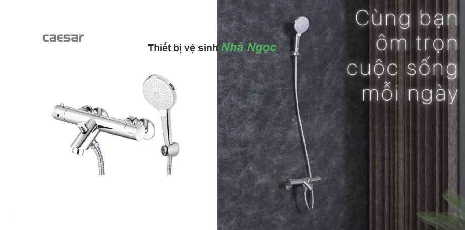 Vòi sen tám nước nóng lạnh chỉnh nhiệt độ, hàng chính hãng Caesar TS617