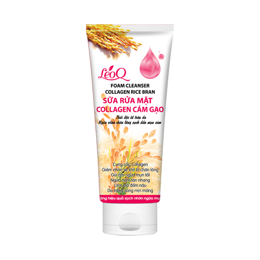 Sữa rửa mặt collagen cám gạo LeoQ làm sạch giữ ẩm trắng sáng da 100ml L63