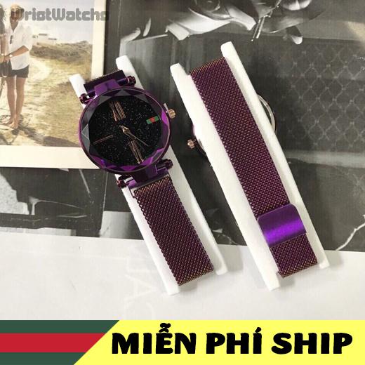 Đồng hồ dây hít nam châm nữ Gumt01 dây thép lụa không gỉ có hít nam châm cực ôm tay chịu nước 3ATM