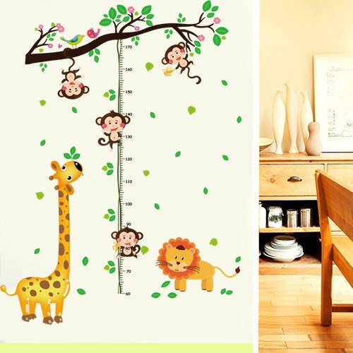 Decal đo chiều cao hươu cao cổ khỉ đu cây 9128