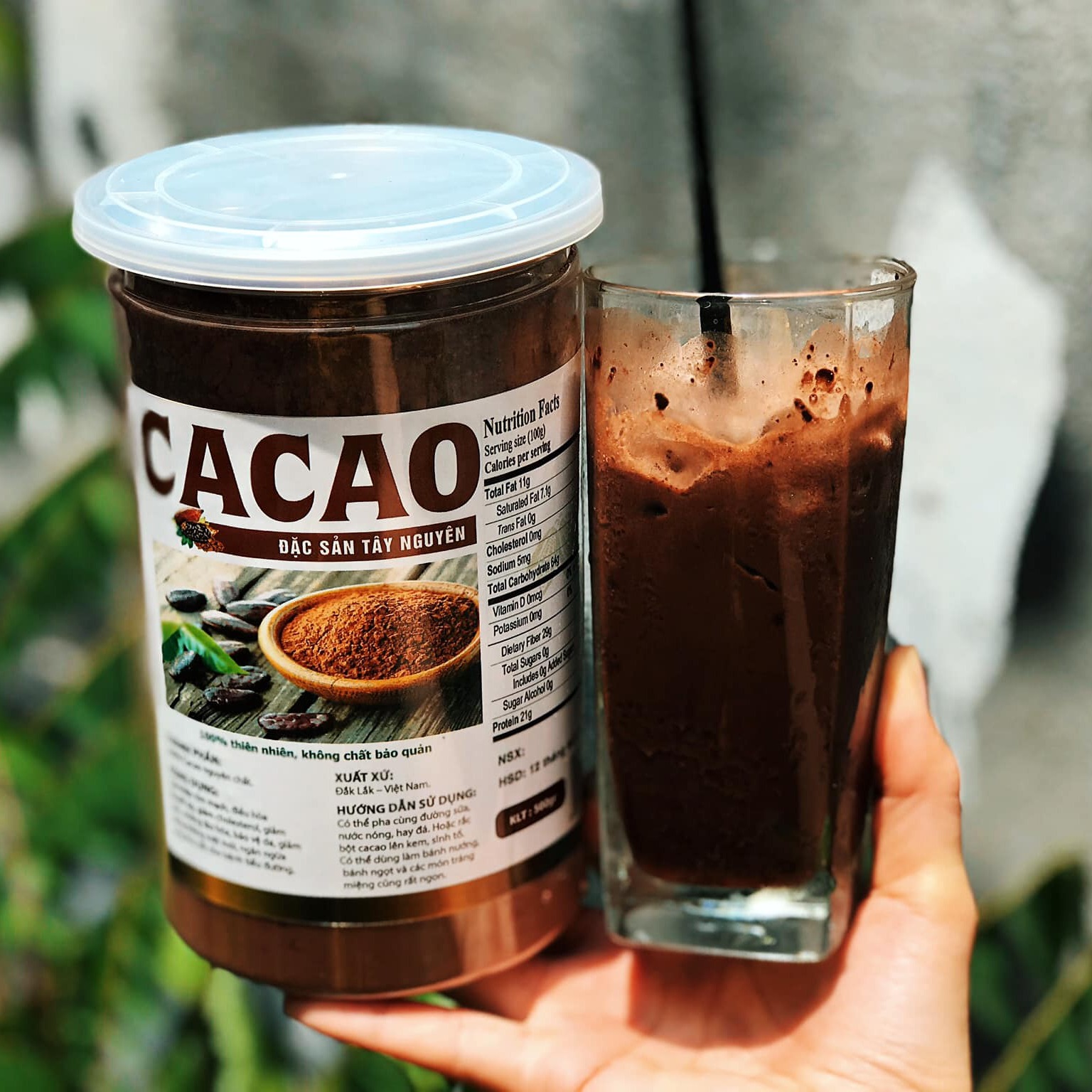 Bột cacao nguyên chất 500gr không đường, đặc sản tây nguyên