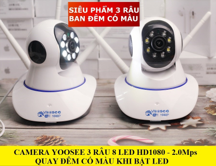 Camera Yoosee Xoay 360 Mẫu Mới 8Led - Full HD 1080P Xem Đêm Có Màu, Kèm Thẻ Nhớ