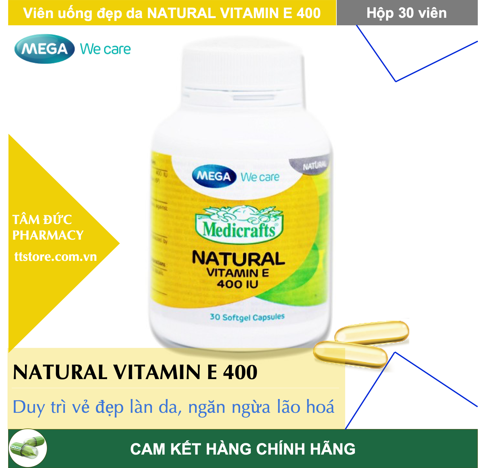 Enat 400 medicraft natural vitamin e 400ui - da căng mịn ngăn ngừa lão hoá