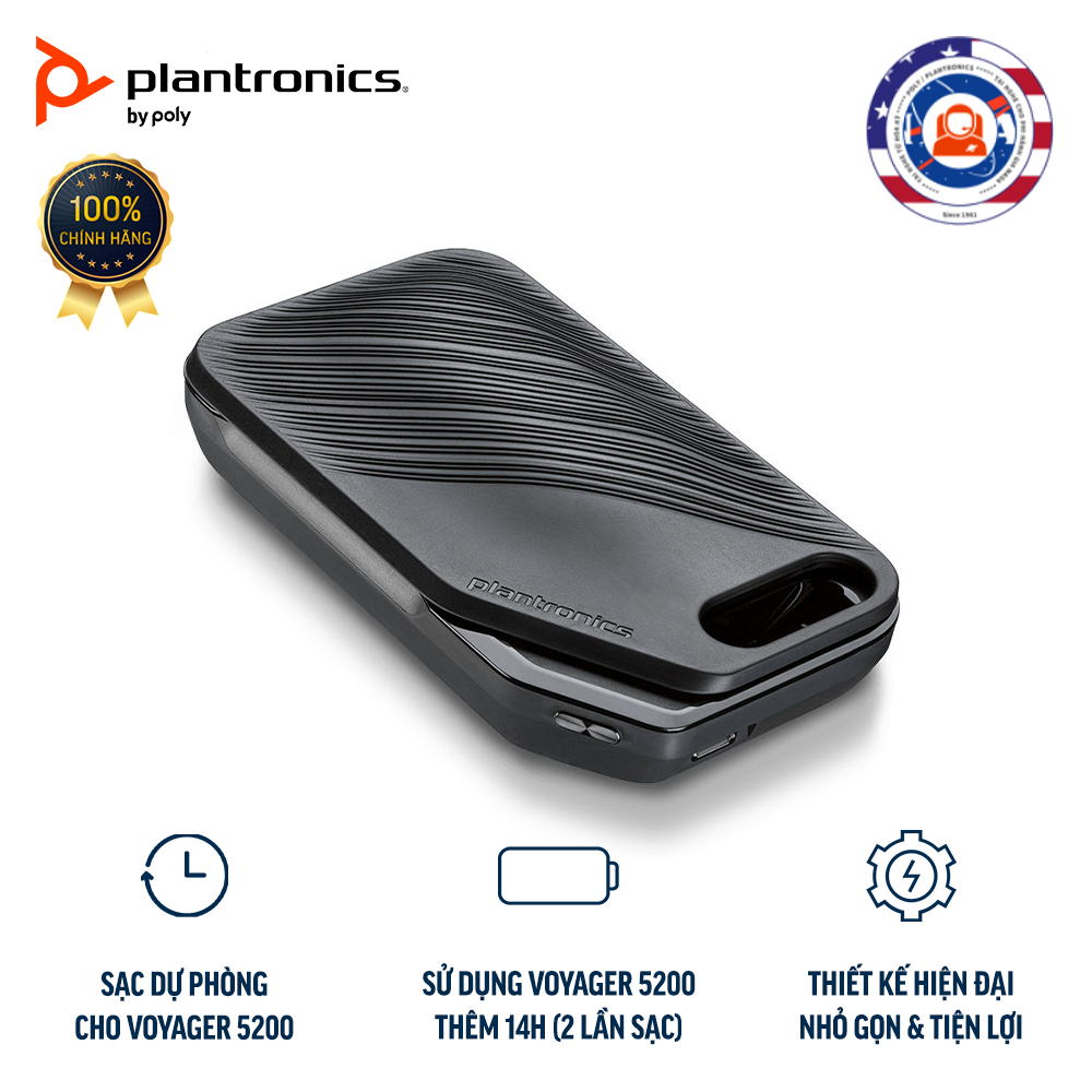 Hộp sạc dự phòng cho plantronics voyager 5200, sử dụng liên tục đến 21 tiếng với 2 lần sạc đầy - hàng chính hãng việt nam