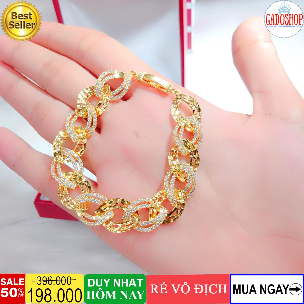 [HCM]Lắc tay nữ vàng tây lắc tay mắt xích hình elip nối nhau mạ vàng mạ bạch kim cao cấp dát đá pha lê sáng lấp lánh lung linh thiết kế sang trọng quý phái TRANG SỨC GADO L041 - đeo đi đám cưới vô cùng quý phái (mới)