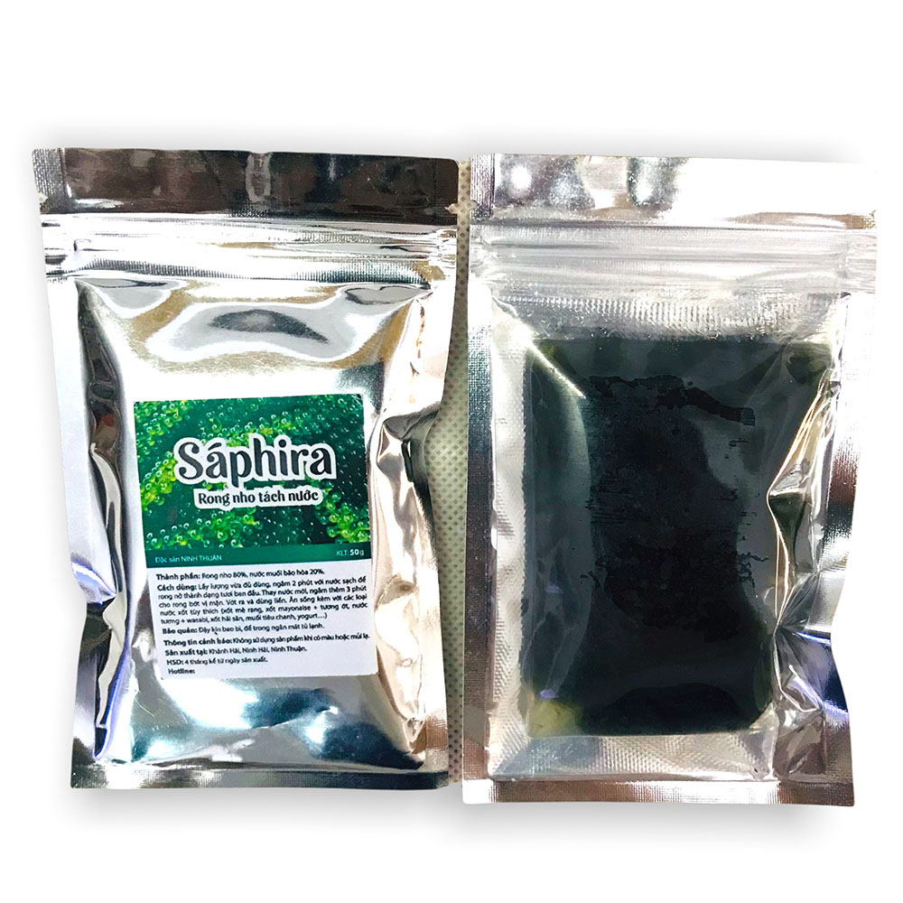 Combo 5 túi rong nho tách nước bằng nhiệt saphira - 50g/túi - rong nho biển tươi dinh dưỡng - rong nho ninh thuận - rong nho tươi - rong nho tự nhiên - rong nho nguyên chất.