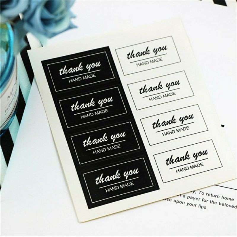 Tem nhãn thank you chữ nhật