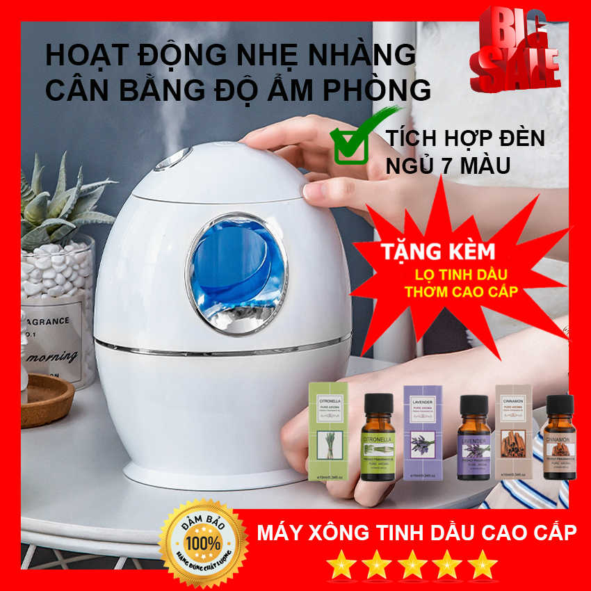 [TẶNG TINH DẦU] Máy Xông Tinh Dầu, Máy Phun sương- Tạo Độ Ẩm, Tạo Hương Thơm - Tặng Tinh Dầu Nguyên Chất, Làm Sạch Không Gian Phòng, Lọc Không Khí