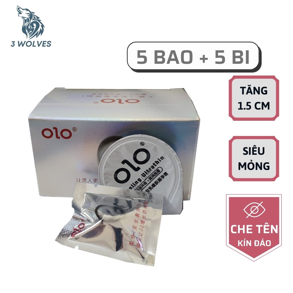 Bao cao su OLO 001 trắng, mỏng tăng, thêm bi silicon tăng 1.5cm- 3Wolves Shop