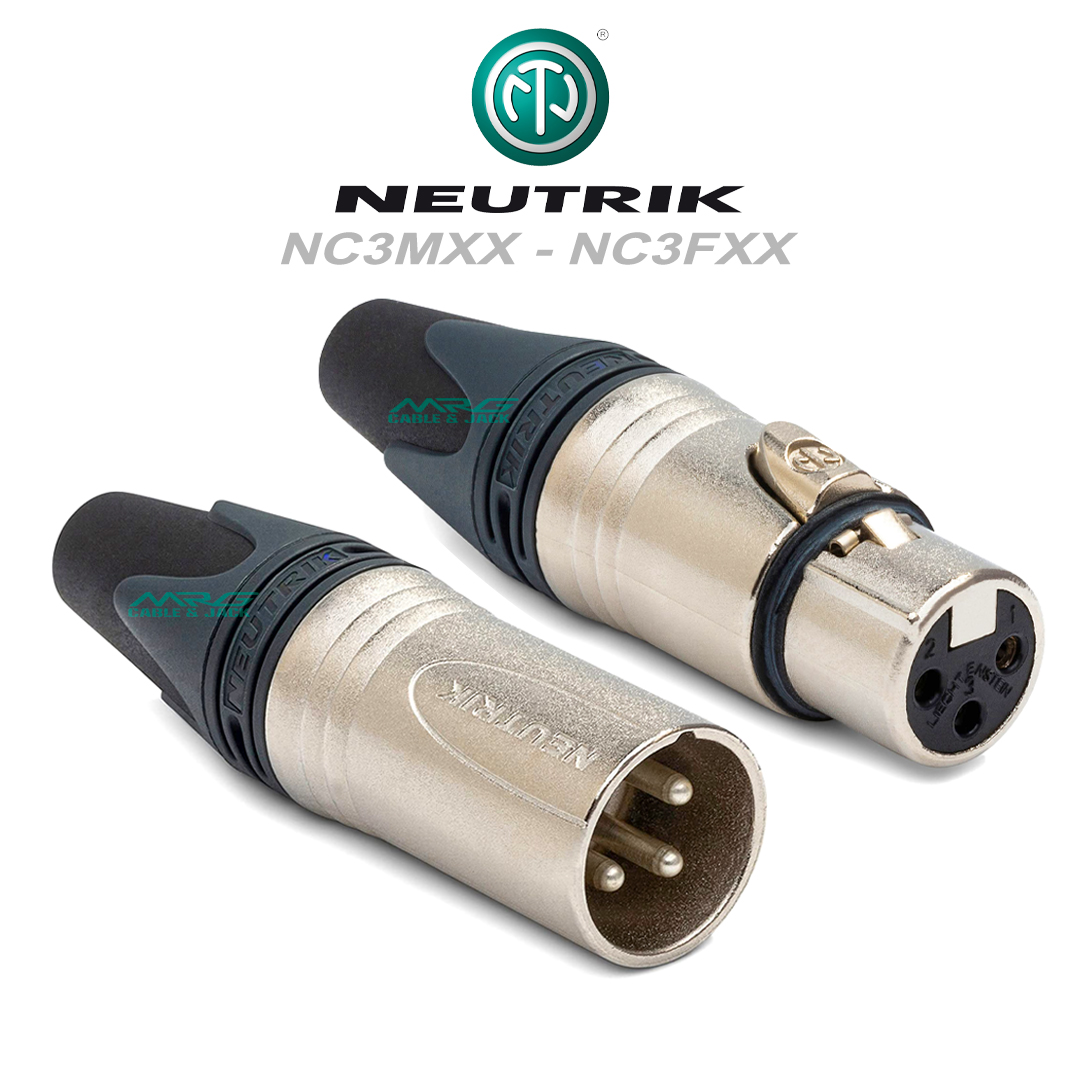 Jack Canon Neutrik Chính Hãng Thuỵ Sỹ Liechtenstein NC3MXX-NC3FXX XLR Cable Connector Male 3 Pole. J-CN