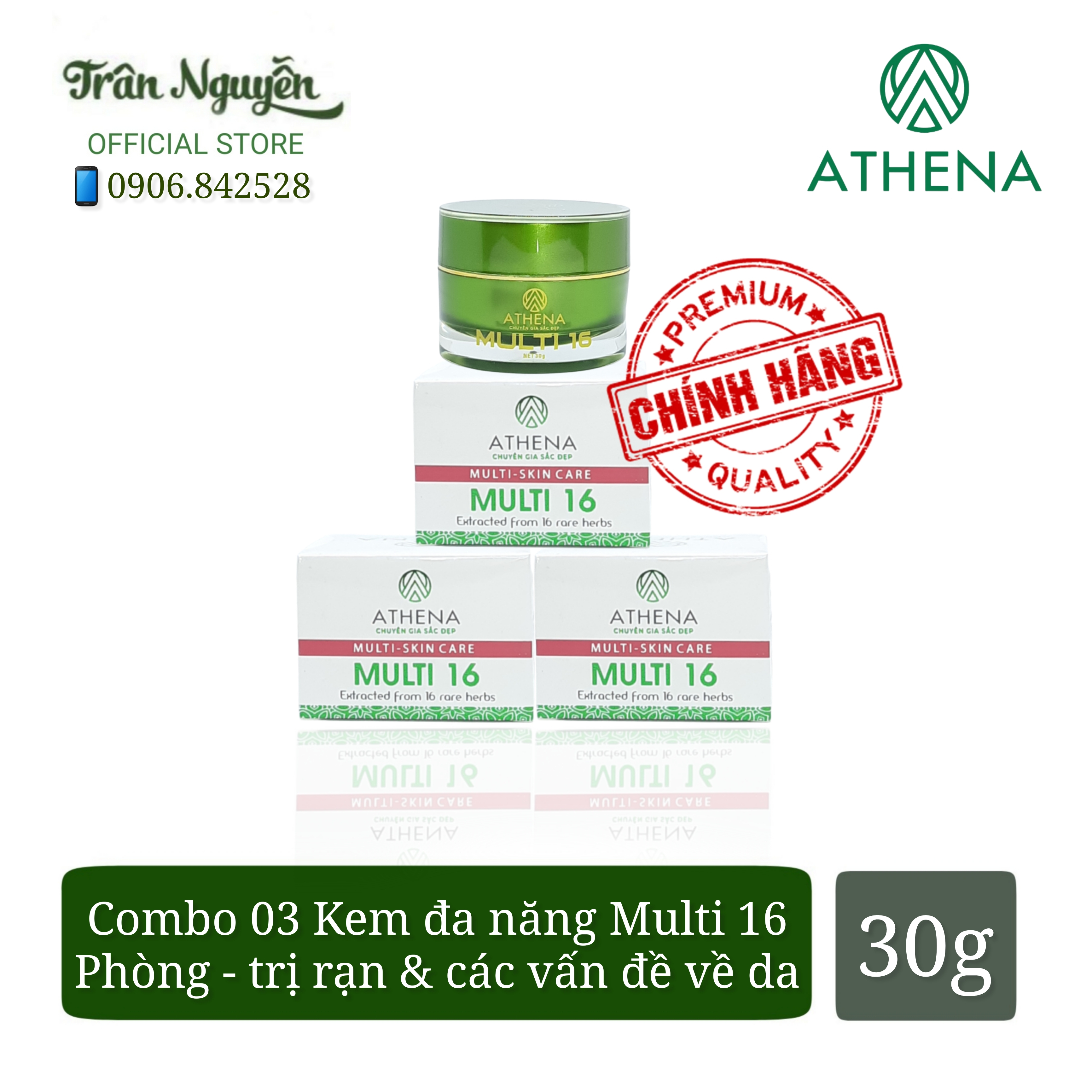 Combo 3 kem rạn multi 16 athena 30g - kem ngừa rạn, chống rạn da mẹ bầu, mờ rạn cho mẹ sau sinh, mờ rạn tăng cân nhanh, mờ rạn do tập gym